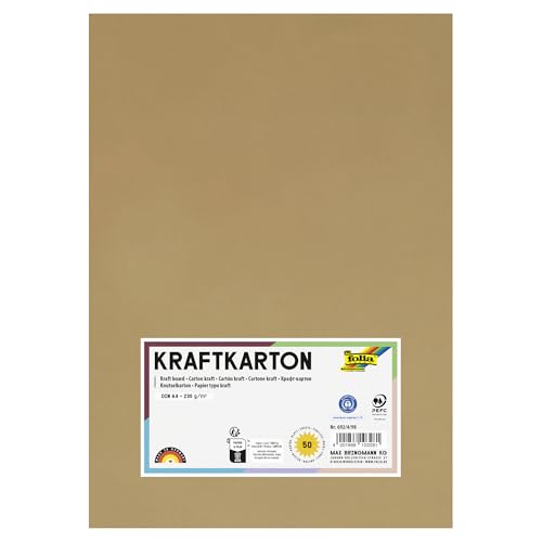 folia 692/4/98 - Kraftkarton natur, 230 g/m², DIN A4, 50 Blatt, zum individuellen Basteln und Gestalten von Grußkarten, Einladungen, Tischkarten, uvm. folia 692/4/98 - Kraftkarton natur, 230 g/m², DIN A4, 50 Blatt, zum individuellen Basteln und Gestalten von Grußkarten, Einladungen, Tischkarten, uvm. von folia