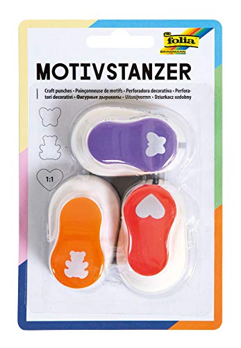 folia 7019 - Motivstanzer, Motivlocher, 3er Set, Herz, Schmetterling und Bär folia 7019 - Motivstanzer, Motivlocher, 3er Set, Herz, Schmetterling und Bär von folia
