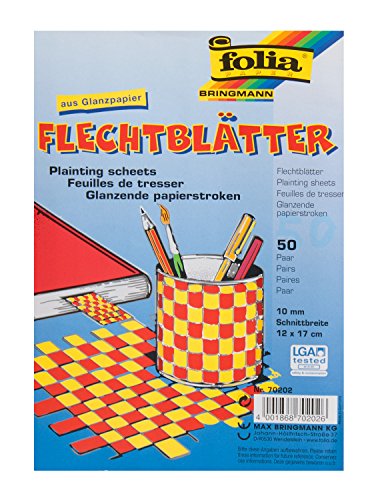 folia 70202 - Flechtblätter aus Glanzpapier, farbig sortiert, 12 x 17 cm, 10 mm Schnittbreite, 50 Paar folia 70202 - Flechtblätter aus Glanzpapier, farbig sortiert, 12 x 17 cm, 10 mm Schnittbreite, 50 Paar von folia