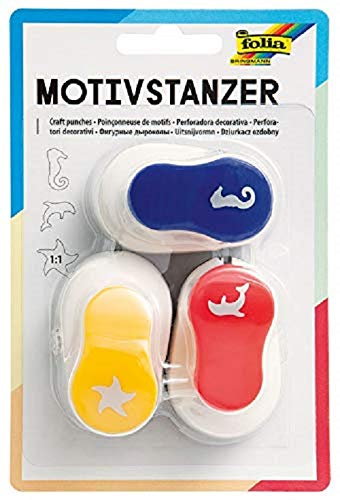 folia 7021 - Motivstanzer, Motivlocher, 3er Set, Seepferdchen, Seestern und Delfin folia 7021 - Motivstanzer, Motivlocher, 3er Set, Seepferdchen, Seestern und Delfin von folia