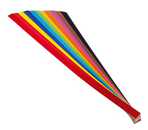 folia 70215 - Flechtstreifen farbig sortiert, ca. 50 x 1,5 cm, 200 Stück, in 10 intensiven Farben von folia