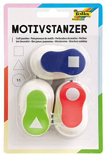 folia 7024 - Motivstanzer, Motivlocher, 3er Set, Dreieck, Kreis und Viereck folia 7024 - Motivstanzer, Motivlocher, 3er Set, Dreieck, Kreis und Viereck von folia