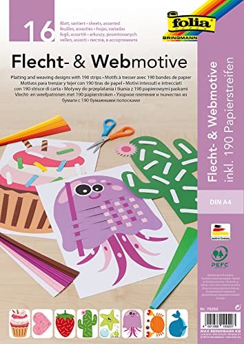 folia 70252 - Flecht- & Webmotive Set, DIN A4, 16 Blatt mit 8 Motiven, inklusive 190 Papierstreifen, kreative Beschäftigung für Kinder folia 70252 - Flecht- & Webmotive Set, DIN A4, 16 Blatt mit 8 Motiven, inklusive 190 Papierstreifen, kreative Beschäftigung für Kinder von folia