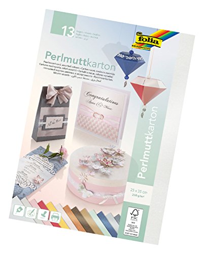 folia 719409 - Perlmuttkarton, Bastelkarton mit beidseitigem Perlmutt-Effekt, 13 Blatt, 250 g/qm, ca. 25 x 35 cm, 13 farbig sortiert folia 719409 - Perlmuttkarton, Bastelkarton mit beidseitigem Perlmutt-Effekt, 13 Blatt, 250 g/qm, ca. 25 x 35 cm, 13 farbig sortiert von folia