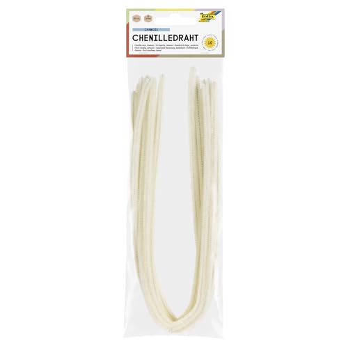 folia 77810 - Chenilledraht, Pfeifenputzer, 10 Stück in chamois, Durchmesser 8 mm und 50 cm lang, ideal für Kinder zum Basteln und Gestalten von Tieren, Figuren und anderen Formen von folia