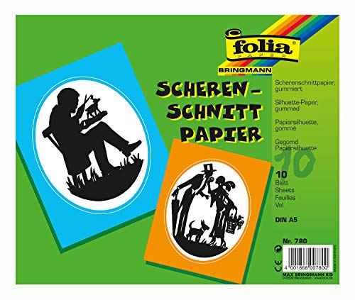 folia 780 - Scherenschnittpapier schwarz, einseitig gummiert, klebt nach dem Anfeuchten, DIN A5, 10 Blatt, ideal für Schattenspiele, Faltbilder, Windlichter und andere Bastelarbeiten folia 780 - Scherenschnittpapier schwarz, einseitig gummiert, klebt nach dem Anfeuchten, DIN A5, 10 Blatt, ideal für Schattenspiele, Faltbilder, Windlichter und andere Bastelarbeiten von Baker Ross