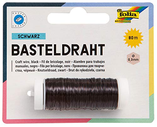 folia 79290 - Kupferdraht schwarz, 1 Spule 0,3 mm x 80 m - ideal für Bastelarbeiten, Gestecke und Gebinde folia 79290 - Kupferdraht schwarz, 1 Spule 0,3 mm x 80 m - ideal für Bastelarbeiten, Gestecke und Gebinde von folia