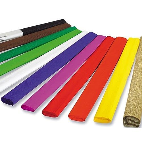 folia 82009 - Krepppapier, 10 Rollen in verschiedenen Farben, jede Rolle ca. 50 x 250 cm, 32 g/m², sehr elastisches und dünnes Papier, mit einer unebenen und rauen Oberfläche folia 82009 - Krepppapier, 10 Rollen in verschiedenen Farben, jede Rolle ca. 50 x 250 cm, 32 g/m², sehr elastisches und dünnes Papier, mit einer unebenen und rauen Oberfläche von folia