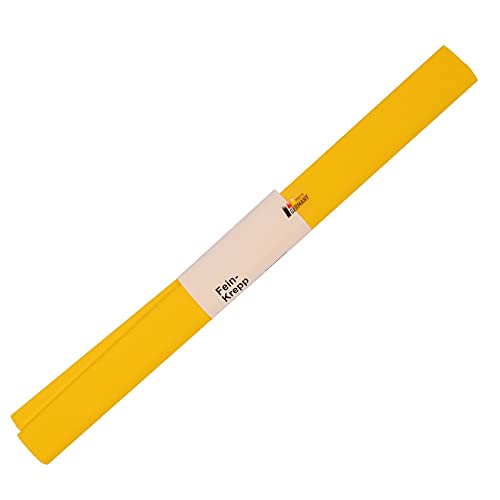 folia 820106 - Krepppapier, 10 Rollen in gelb, jede Rolle ca. 50 x 250 cm, 32 g/m², sehr elastisches und dünnes Papier, mit einer unebenen und rauen Oberfläche von folia