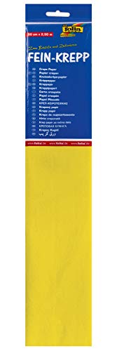 folia 822106-10 - Krepppapier, 10 Lagen in gelb, jede Lage ca. 50 x 250 cm, 32 g/m², sehr elastisches und dünnes Papier, mit einer unebenen und rauen Oberfläche von folia