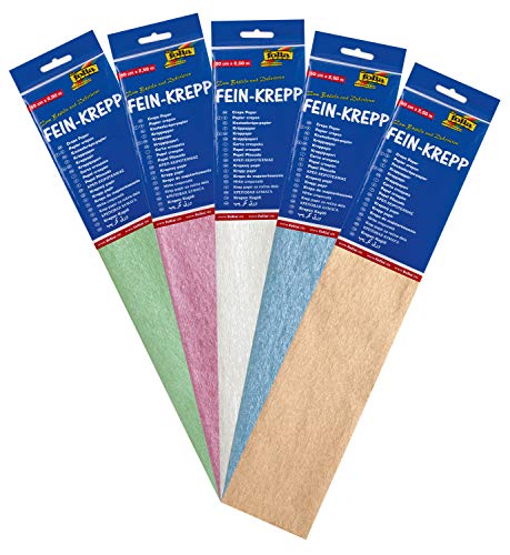 folia 8229127 - Krepppapier, 10 Lagen in 5 irisierenden Farben, jede Lage ca. 50 x 250 cm, 22 g/m², sehr elastisches und dünnes Papier, mit einer unebenen und rauen Oberfläche folia 8229127 - Krepppapier, 10 Lagen in 5 irisierenden Farben, jede Lage ca. 50 x 250 cm, 22 g/m², sehr elastisches und dünnes Papier, mit einer unebenen und rauen Oberfläche von folia