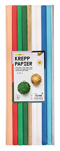 folia 82394 - Krepppapier - Sortiment X - Mas, 10 Rollen in verschiedenen Farben, jede Rolle ca. 50 x 200 cm, sehr elastisches und dünnes Papier, mit einer unebenen und rauen Oberfläche folia 82394 - Krepppapier - Sortiment X - Mas, 10 Rollen in verschiedenen Farben, jede Rolle ca. 50 x 200 cm, sehr elastisches und dünnes Papier, mit einer unebenen und rauen Oberfläche von folia
