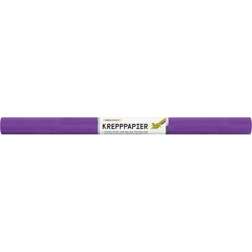 folia 824122 - Krepppapier in Dunkelviolett, 10 Rollen aus FSC-Mix Papier, je Rolle ca. 50 x 250 cm, 32 g/m², nassfest, elastisches Kreppband mit rauer Oberfläche zum Verzieren und Dekorieren von folia