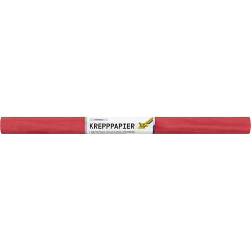 folia 824134 - Krepppapier in Feuerrot, 10 Rollen aus FSC-Mix Papier, je Rolle ca. 50 x 250 cm, 32 g/m², nassfest, elastisches Kreppband mit rauer Oberfläche zum Verzieren und Dekorieren von folia
