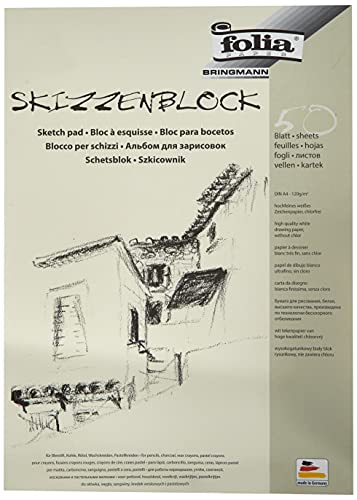 folia 8304 - Skizzenblock, DIN A4, 120 g/qm, weiß, 50 Blatt - hochfeines, weißes Zeichenpapier, chlorfrei folia 8304 - Skizzenblock, DIN A4, 120 g/qm, weiß, 50 Blatt - hochfeines, weißes Zeichenpapier, chlorfrei von folia
