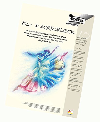 folia 8363 - Öl- und Acrylmalblock, 290g/qm, DIN A3, 10 Blatt - Qualitätspapier geeignet für Acrylfarben, Öl- und Pastellkreiden von folia