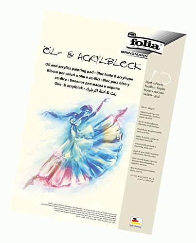 folia 8364 - Öl- und Acrylmalblock, 290g/qm, DIN A4, 10 Blatt - Qualitätspapier geeignet für Acrylfarben, Öl- und Pastellkreiden von folia