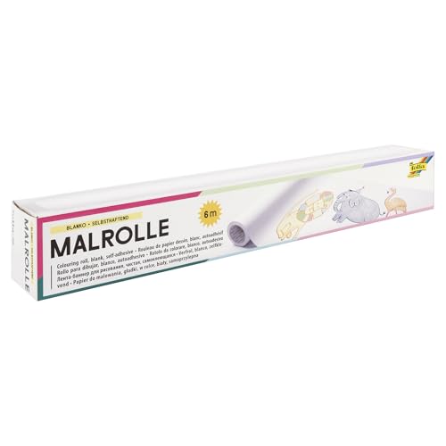 folia 83900 - Malrolle blanko weiß, 1 Rolle ca. 30 cm x 6 m, selbsthaftend und wiederablösbar, haftet auf allen glatten Oberflächen, für grenzenlosen Malspaß von folia