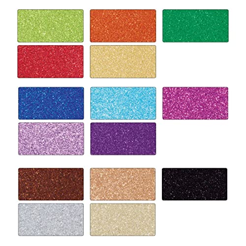 folia 85909 Glitterkarton 300 g/m², 50 x 70 cm, 15 Farben, Mehrfarbig (15 Bogen) von folia