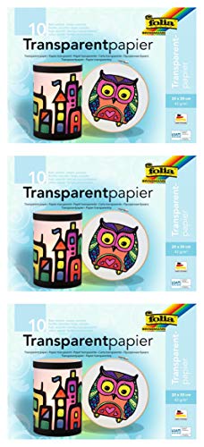 folia 888 - Transparentpapier im Heft, Drachenpapier, ca. 20 x 30 cm, 10 Blatt Sortiert in 10 Farben, 42 g/qm, durchschimmernd, (3) von folia