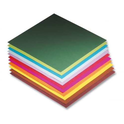 folia 8966 Faltblätter 70g/m², 16x16cm, 500 Blatt, 10 Farben, Mehrfarbig (1 Stück) von folia