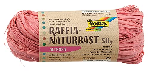 folia 9029 - Raffia Naturbast altrosa, 1 Bündel mit 50 g, Schnur aus natürlichem Strohgemisch, ideal zum Basteln, zur Dekoration oder für Gestecke, Sträuße und andere floristische Arbeiten von folia