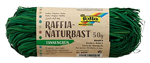 folia 9058 - Raffia Naturbast tannengrün, 1 Bündel mit 50 g, Schnur aus natürlichem Strohgemisch, ideal zum Basteln, zur Dekoration oder für Gestecke, Sträuße und andere floristische Arbeiten folia 9058 - Raffia Naturbast tannengrün, 1 Bündel mit 50 g, Schnur aus natürlichem Strohgemisch, ideal zum Basteln, zur Dekoration oder für Gestecke, Sträuße und andere floristische Arbeiten von folia
