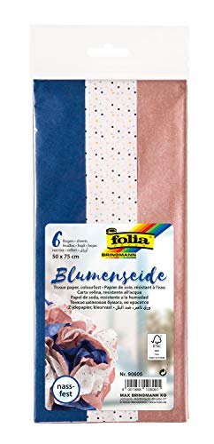 folia 90605 - Blumenseide blau Mix, nassfest, 6 Bogen, 50 x 75 cm, in 3 Designs sortiert, gefaltet auf 12,5 x 25 cm, Seidenpapier zur Dekoration, zum Verpacken und Basteln folia 90605 - Blumenseide blau Mix, nassfest, 6 Bogen, 50 x 75 cm, in 3 Designs sortiert, gefaltet auf 12,5 x 25 cm, Seidenpapier zur Dekoration, zum Verpacken und Basteln von folia