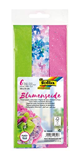 folia 90606 - Blumenseide pink Mix, nassfest, 6 Bogen, 50 x 75 cm, in 3 Designs sortiert, gefaltet auf 12,5 x 25 cm, Seidenpapier zur Dekoration, zum Verpacken und Basteln folia 90606 - Blumenseide pink Mix, nassfest, 6 Bogen, 50 x 75 cm, in 3 Designs sortiert, gefaltet auf 12,5 x 25 cm, Seidenpapier zur Dekoration, zum Verpacken und Basteln von folia