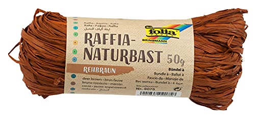 folia 9075 - Raffia Naturbast rehbraun, 1 Bündel mit 50 g, Schnur aus natürlichem Strohgemisch, ideal zum Basteln, zur Dekoration oder für Gestecke, Sträuße und andere floristische Arbeiten folia 9075 - Raffia Naturbast rehbraun, 1 Bündel mit 50 g, Schnur aus natürlichem Strohgemisch, ideal zum Basteln, zur Dekoration oder für Gestecke, Sträuße und andere floristische Arbeiten von folia