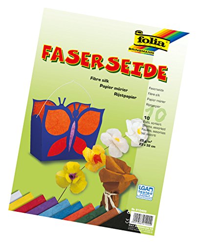 folia 910409 - Faserseide, 10 Blatt, 25 g/qm, ca. 23 x 32 cm, 10 farbig sortiert - ideal für zahlreiche Bastelideen folia 910409 - Faserseide, 10 Blatt, 25 g/qm, ca. 23 x 32 cm, 10 farbig sortiert - ideal für zahlreiche Bastelideen von folia
