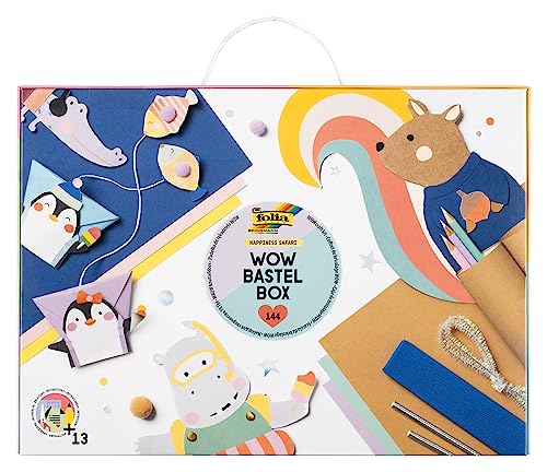 folia 924 - WOW Bastel Box HAPPINESS SAFARI, Bastelkoffer 144-teilig mit Papier, Bastelkarton, Sticker, Zubehör und Anleitung, Mittel folia 924 - WOW Bastel Box HAPPINESS SAFARI, Bastelkoffer 144-teilig mit Papier, Bastelkarton, Sticker, Zubehör und Anleitung, Mittel von folia
