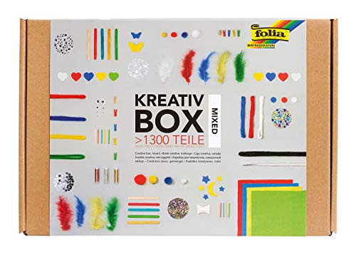 folia 935 - Kreativ Box, Bastelkiste mit buntem Materialmix zum Basteln und Dekorieren, über 1300 Teile von folia
