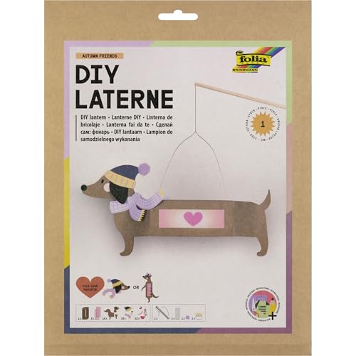folia 94303 - DIY Laterne AUTUMN FRIENDS, ca. 8 x 45,5 x 8 cm - Laternen Bastelset gestaltbar als Dackel oder Erdmännchen, inkl. LED Licht, 2 Batterien und Klebepad folia 94303 - DIY Laterne AUTUMN FRIENDS, ca. 8 x 45,5 x 8 cm - Laternen Bastelset gestaltbar als Dackel oder Erdmännchen, inkl. LED Licht, 2 Batterien und Klebepad von folia
