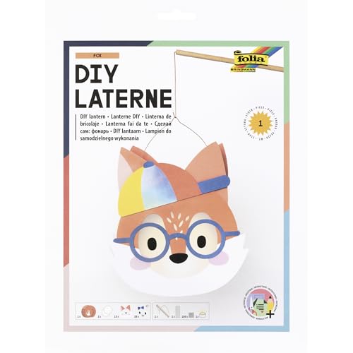 folia 95303 95303-Laternen Bastelset Fox, ca. 35,5 x 26,5 x 2,5 cm-Bastelmaterial für eine Laterne, gestaltbar als Fuchs mit Mütze, inkl. LED Licht und 2 Batterien, Papier, Mehrfarbig, Set folia 95303 95303-Laternen Bastelset Fox, ca. 35,5 x 26,5 x 2,5 cm-Bastelmaterial für eine Laterne, gestaltbar als Fuchs mit Mütze, inkl. LED Licht und 2 Batterien, Papier, Mehrfarbig, Set von folia