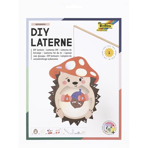 folia 95304 95304-Laternen Bastelset Hedgehog, ca. 35,5 x 26,5 x 2,5 cm-Bastelmaterial für eine Laterne, gestaltbar als Igel mit Pilz Hut, inkl. LED Licht und 2 Batterien, Papier, Mehrfarbig, Set folia 95304 95304-Laternen Bastelset Hedgehog, ca. 35,5 x 26,5 x 2,5 cm-Bastelmaterial für eine Laterne, gestaltbar als Igel mit Pilz Hut, inkl. LED Licht und 2 Batterien, Papier, Mehrfarbig, Set von folia