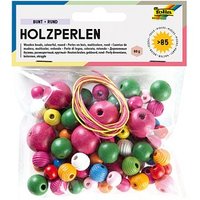 folia Bastelset Holzperlen bunt mehrfarbig von folia