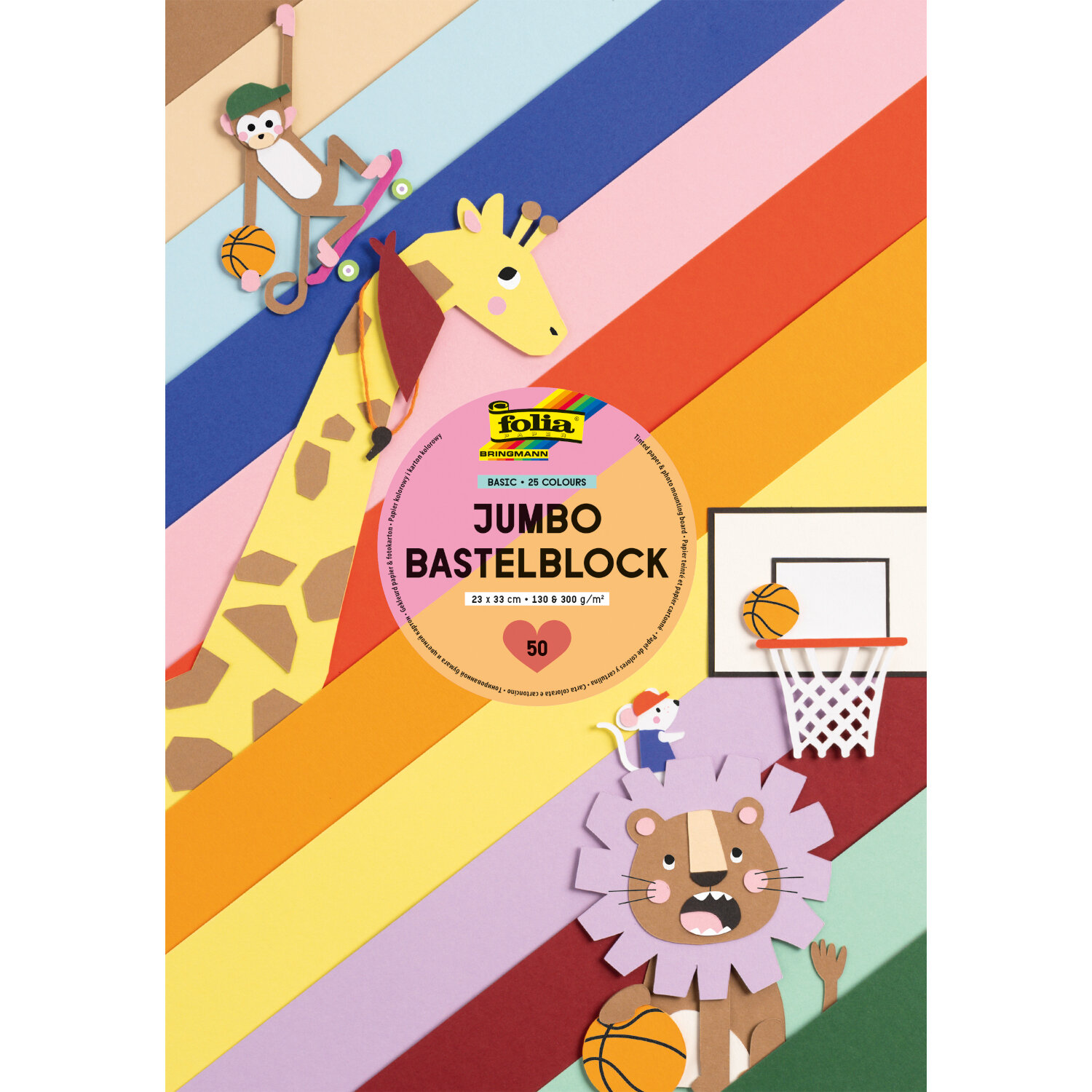 folia Jumbo Bastelblock Tonpapier/Fotokarton 50 Blatt von folia