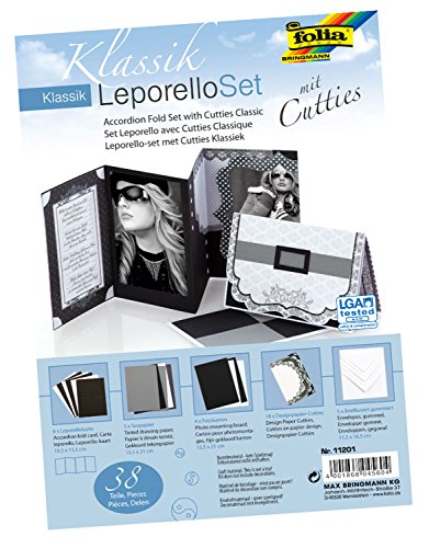 folia 11201 - Leporello Set mit Cutties Klassik, 38 Teile - ideal zum Gestalten von hochwertigen Glückwunsch- oder Einladungskarten von folia