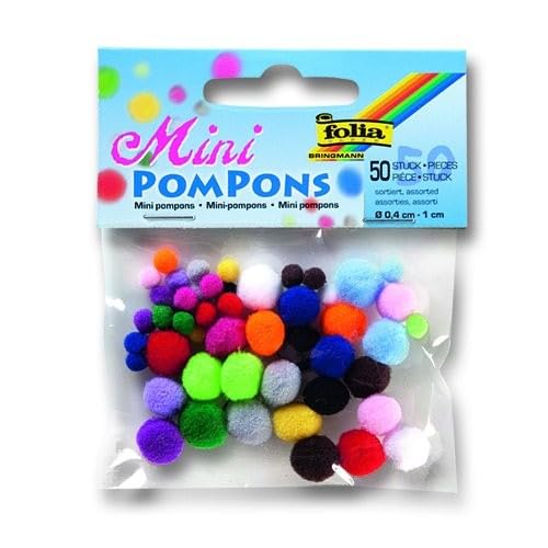 folia Mini-Pompons, 50 St ck, farbig sortiert von folia