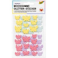folia Moosgummi Glitter-Sticker BUTTERFLIES gelb, pink, mint, lila 40 St. von folia