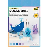 folia Moosgummi TON IN TON blau 10 Blatt von folia