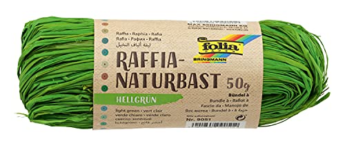 folia 9051 - Raffia Naturbast hellgrün, 1 Bündel mit 50 g, Schnur aus natürlichem Strohgemisch, ideal zum Basteln, zur Dekoration oder für Gestecke, Sträuße und andere floristische Arbeiten folia 9051 - Raffia Naturbast hellgrün, 1 Bündel mit 50 g, Schnur aus natürlichem Strohgemisch, ideal zum Basteln, zur Dekoration oder für Gestecke, Sträuße und andere floristische Arbeiten von folia