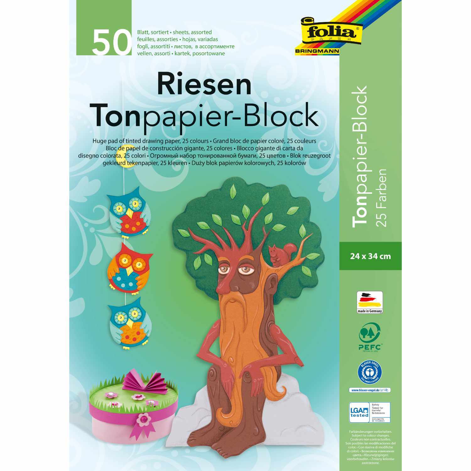 Riesen-Tonpapierblock 24x34cm 50 Blatt von folia