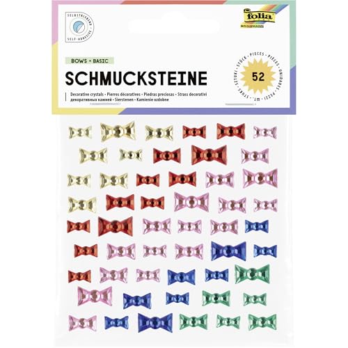 folia 12317 - Schmucksteine BOWS BASIC, 52 schleifenförmige Glitzersteine in 5 Farben, Aufkleber in 3 Größen, selbstklebend, zum Verzieren und Dekorieren folia 12317 - Schmucksteine BOWS BASIC, 52 schleifenförmige Glitzersteine in 5 Farben, Aufkleber in 3 Größen, selbstklebend, zum Verzieren und Dekorieren von folia