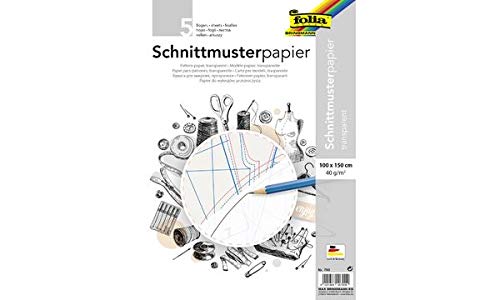 folia Schnittmusterpapier, 100 x 150 cm, transparent, Sie erhalten 1 Stück á 5 Blatt von folia