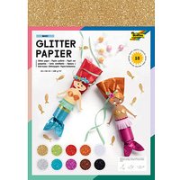 folia Tonpapier Glitterpapier farbsortiert 170 g/qm 1 Pack von folia