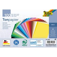 folia Tonpapier farbsortiert 130 g/qm 100 Blatt von folia