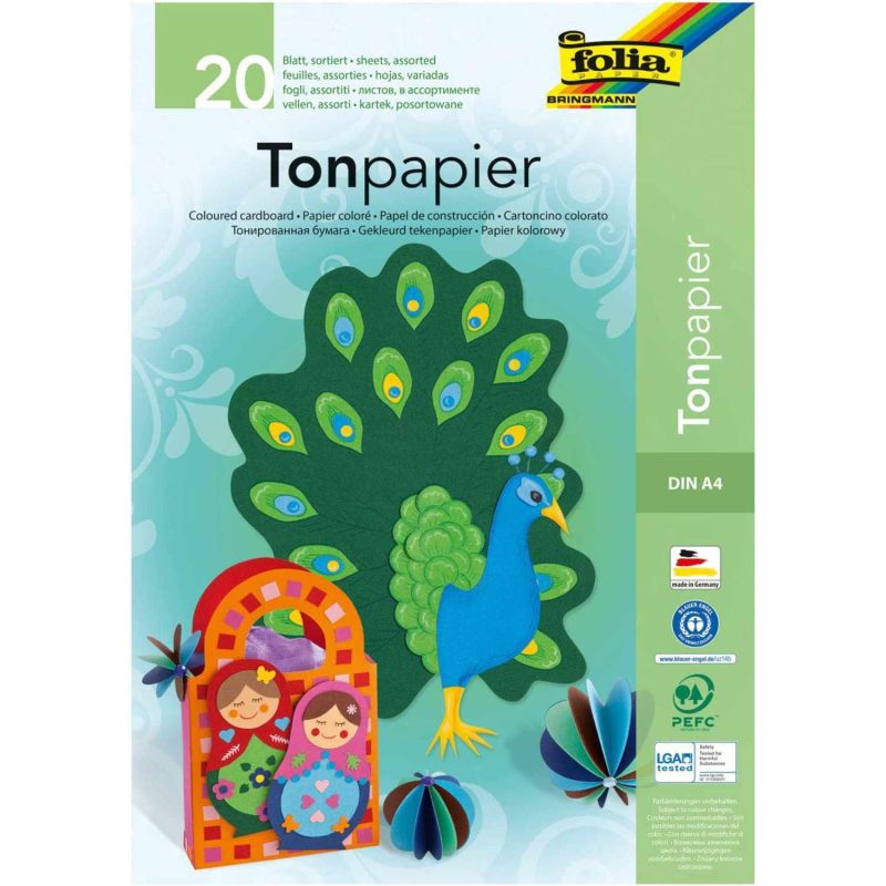 Tonpapierblock DIN A4 20 Blatt von folia