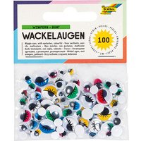 folia Wackelaugen mehrfarbig mit Wimpern farbig sortiert Ø unterschiedlich mm 100 St. von folia